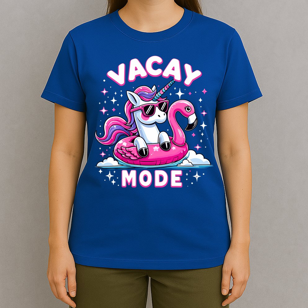 Cute Unicorn Vacay Mode Funny Family Vacation Flamingo Gift T-Shirt