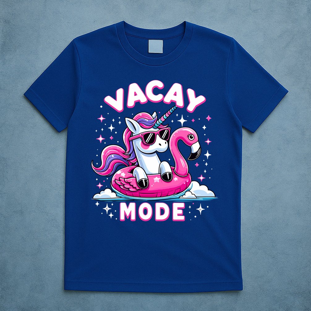 Cute Unicorn Vacay Mode Funny Family Vacation Flamingo Gift T-Shirt