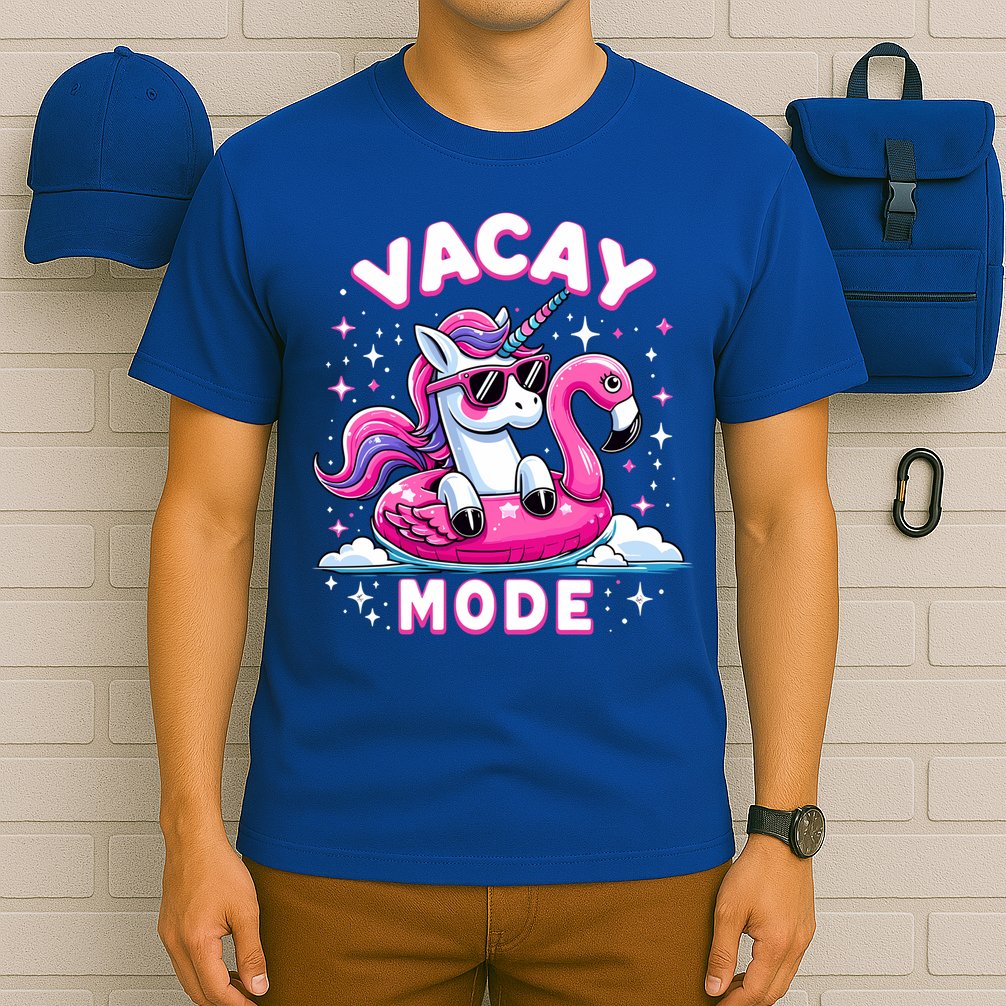 Cute Unicorn Vacay Mode Funny Family Vacation Flamingo Gift T-Shirt