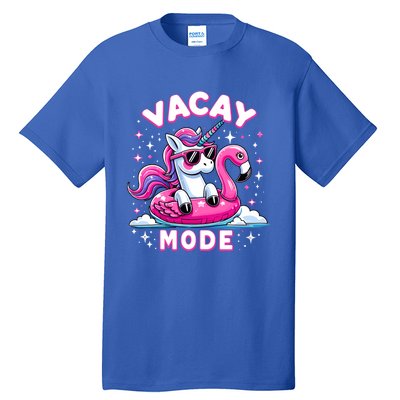 Cute Unicorn Vacay Mode Funny Family Vacation Flamingo Gift Tall T-Shirt