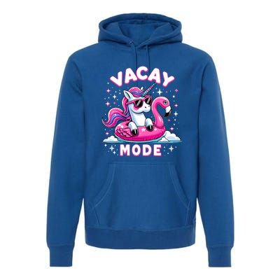 Cute Unicorn Vacay Mode Funny Family Vacation Flamingo Gift Premium Hoodie