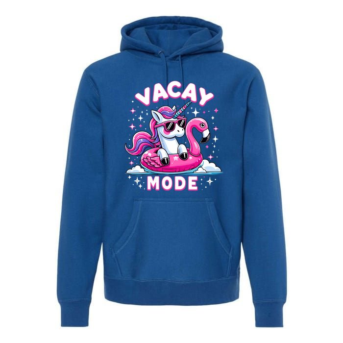 Cute Unicorn Vacay Mode Funny Family Vacation Flamingo Gift Premium Hoodie