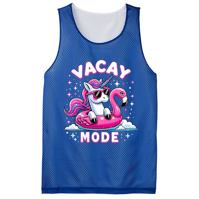 Cute Unicorn Vacay Mode Funny Family Vacation Flamingo Gift Mesh Reversible Basketball Jersey Tank