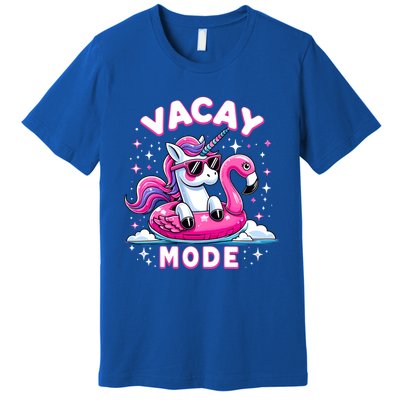 Cute Unicorn Vacay Mode Funny Family Vacation Flamingo Gift Premium T-Shirt