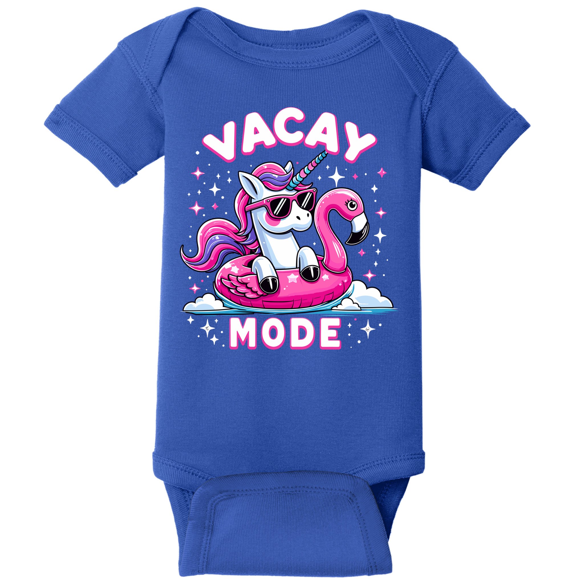 Cute Unicorn Vacay Mode Funny Family Vacation Flamingo Gift Baby Bodysuit