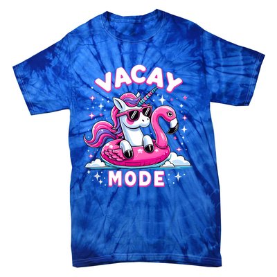 Cute Unicorn Vacay Mode Funny Family Vacation Flamingo Gift Tie-Dye T-Shirt