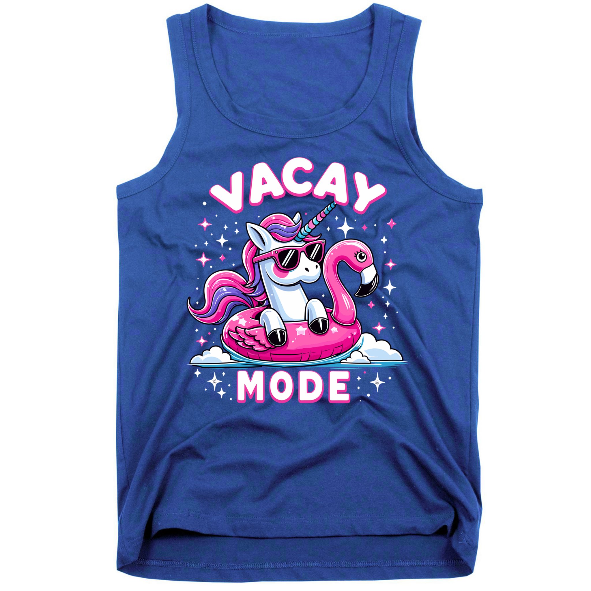 Cute Unicorn Vacay Mode Funny Family Vacation Flamingo Gift Tank Top