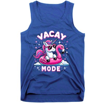 Cute Unicorn Vacay Mode Funny Family Vacation Flamingo Gift Tank Top