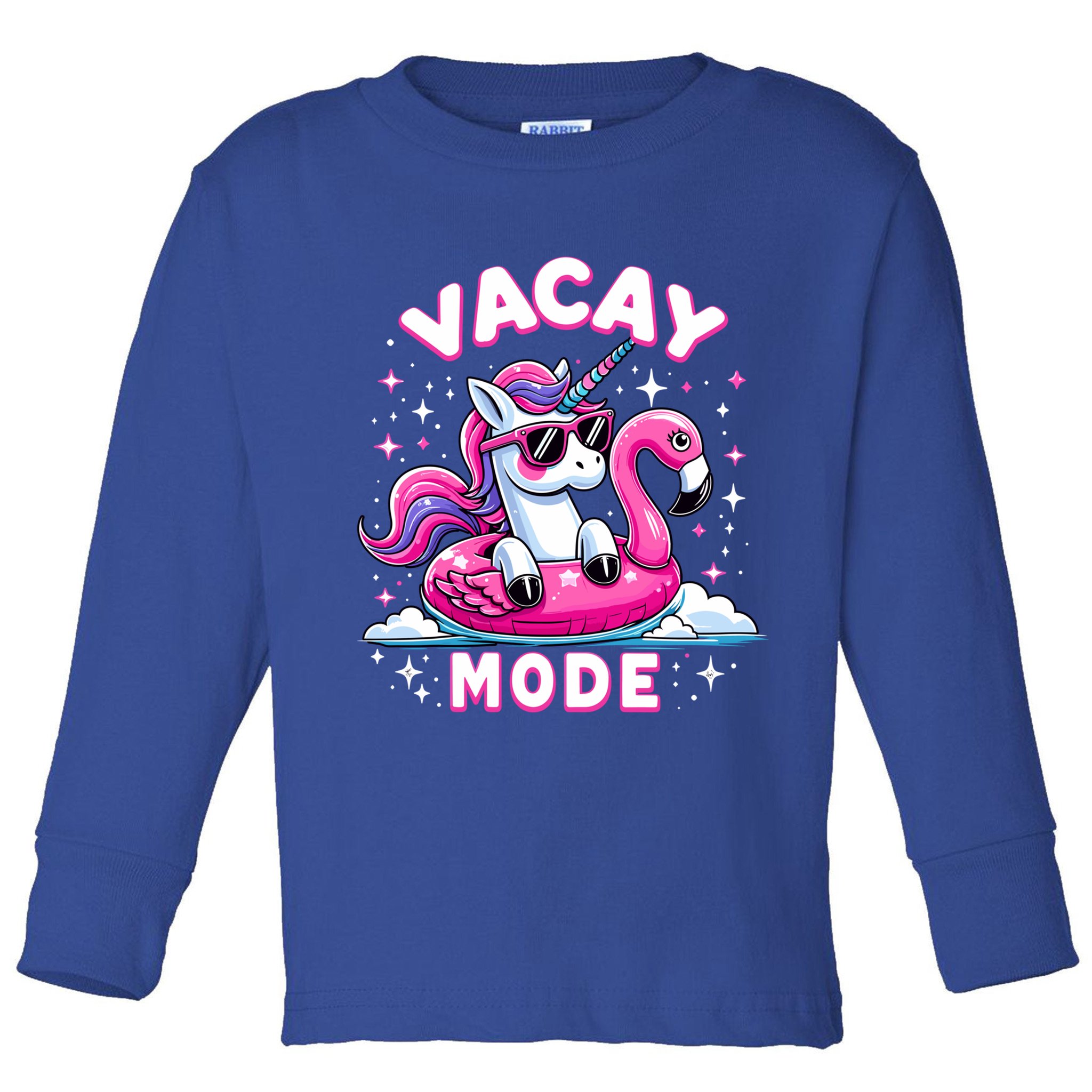 Cute Unicorn Vacay Mode Funny Family Vacation Flamingo Gift Toddler Long Sleeve Shirt