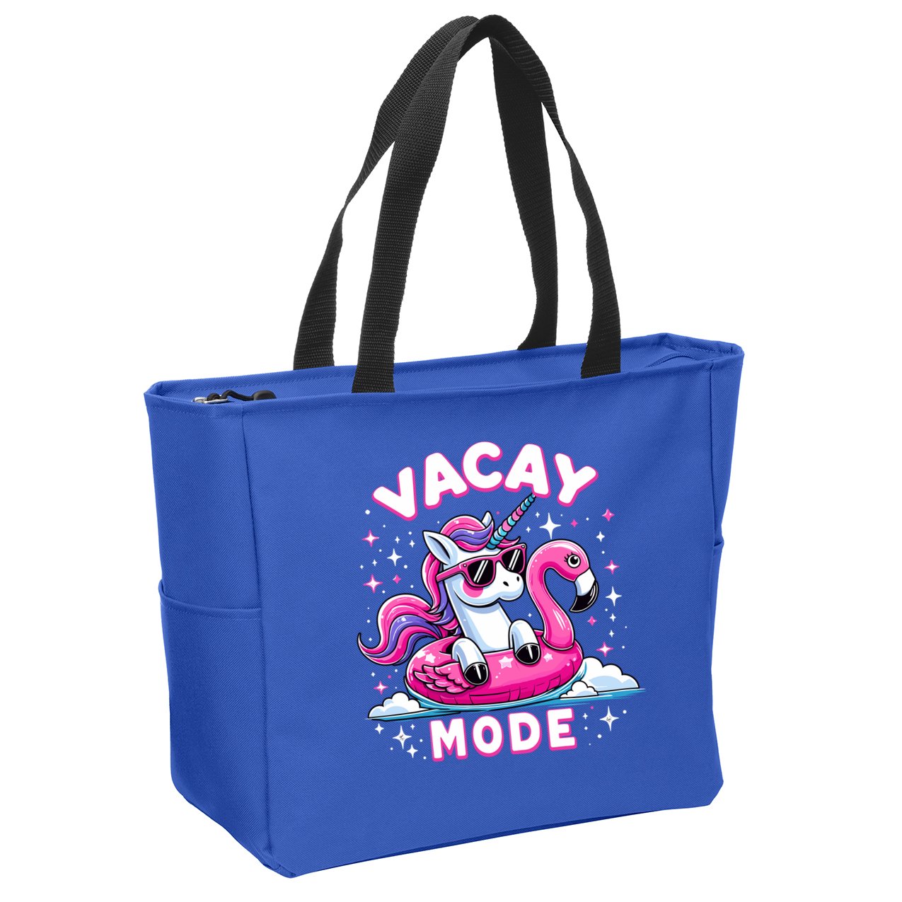 Cute Unicorn Vacay Mode Funny Family Vacation Flamingo Gift Zip Tote Bag