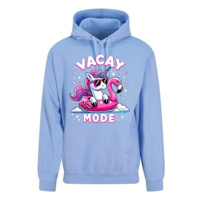 Cute Unicorn Vacay Mode Funny Family Vacation Flamingo Gift Unisex Surf Hoodie