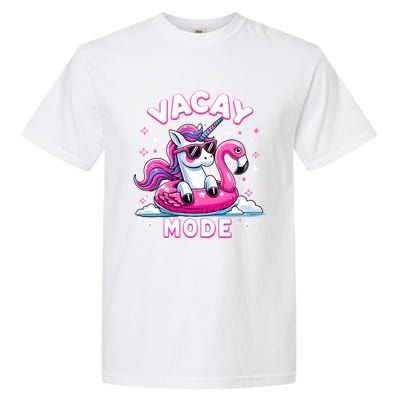 Cute Unicorn Vacay Mode Funny Family Vacation Flamingo Gift Garment-Dyed Heavyweight T-Shirt