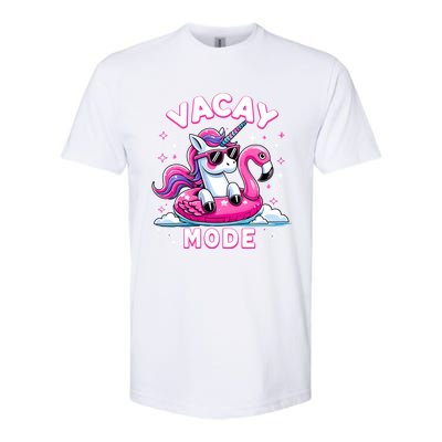 Cute Unicorn Vacay Mode Funny Family Vacation Flamingo Gift Softstyle CVC T-Shirt