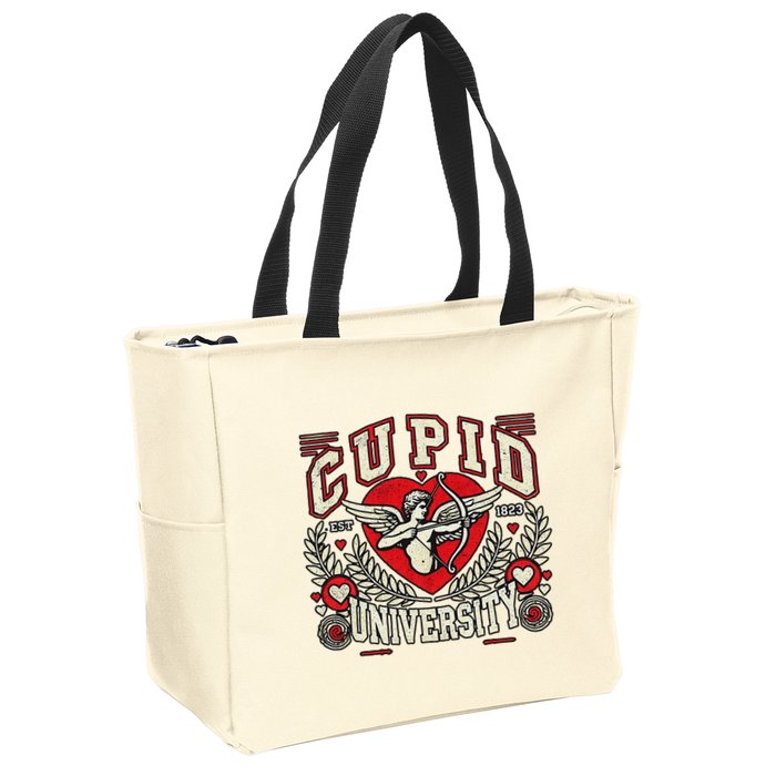 Cupid U.N.I.V.E.R.S.I.T.Y Valentine Theme Zip Tote Bag