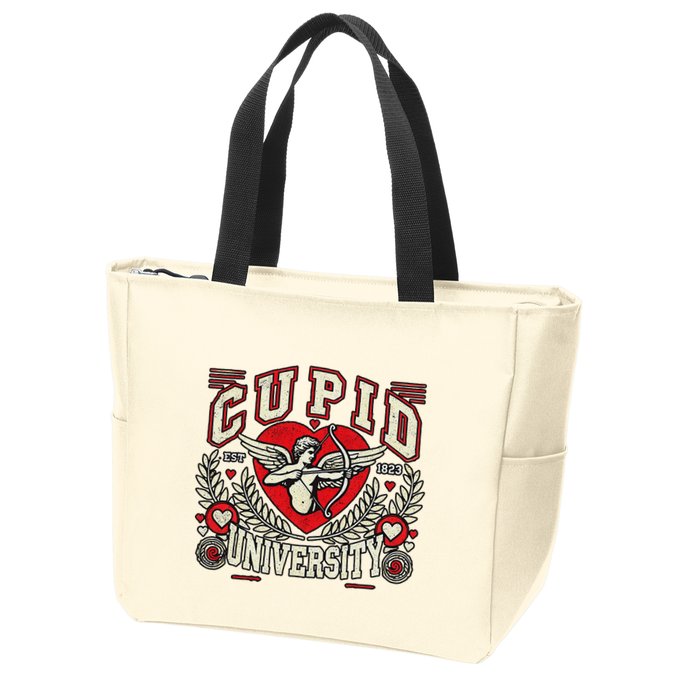 Cupid U.N.I.V.E.R.S.I.T.Y Valentine Theme Zip Tote Bag
