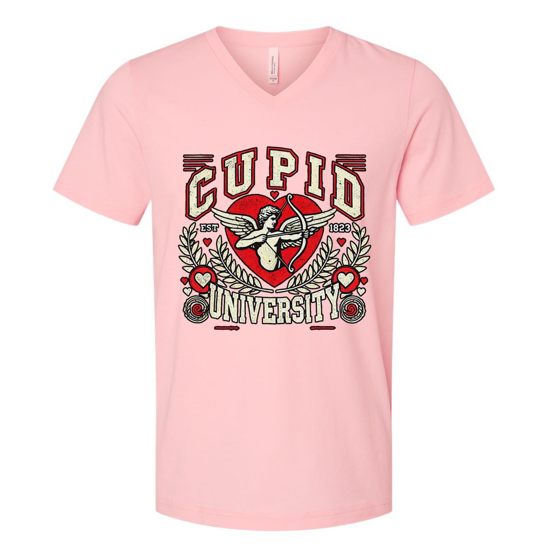 Cupid U.N.I.V.E.R.S.I.T.Y Valentine Theme V-Neck T-Shirt