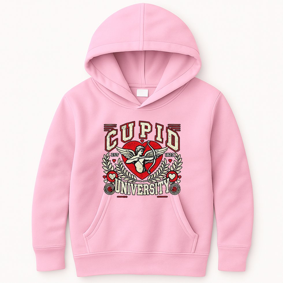 Cupid U.N.I.V.E.R.S.I.T.Y Valentine Theme Kids Hoodie
