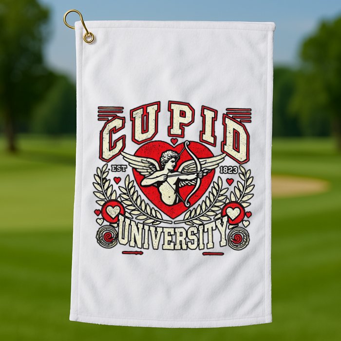 Cupid U.N.I.V.E.R.S.I.T.Y Valentine Theme Golf Towel