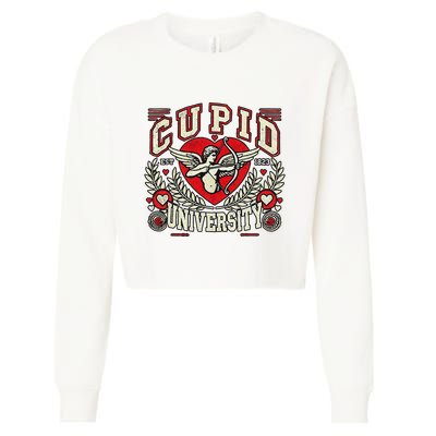 Cupid U.N.I.V.E.R.S.I.T.Y Valentine Theme Cropped Pullover Crew