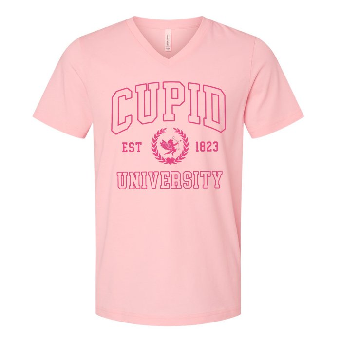 Cupid University Valentines Day V-Neck T-Shirt