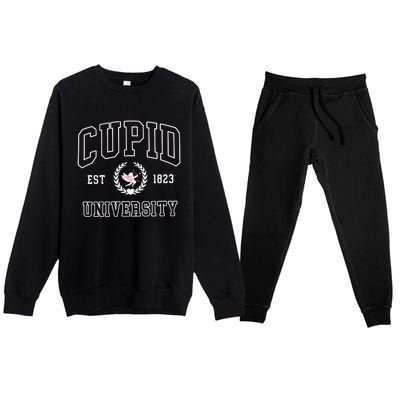 Cupid University Valentine Day Premium Crewneck Sweatsuit Set