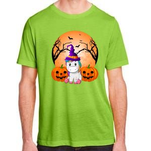 Cute Unicorn Witch Jack O Lantern Halloween Adult ChromaSoft Performance T-Shirt