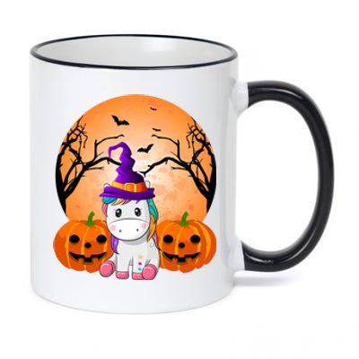 Cute Unicorn Witch Jack O Lantern Halloween 11oz Black Color Changing Mug