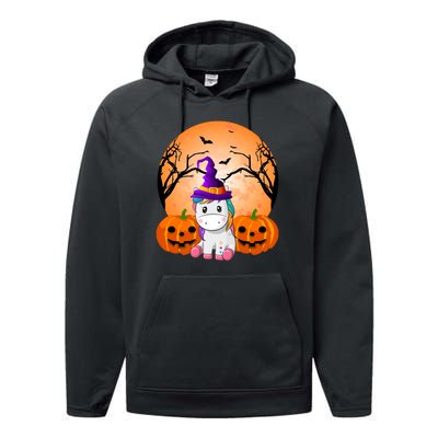 Cute Unicorn Witch Jack O Lantern Halloween Performance Fleece Hoodie