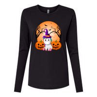 Cute Unicorn Witch Jack O Lantern Halloween Womens Cotton Relaxed Long Sleeve T-Shirt