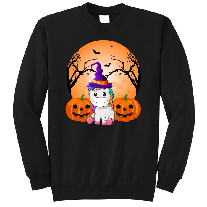 Cute Unicorn Witch Jack O Lantern Halloween Sweatshirt