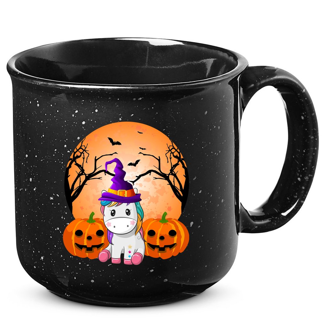 Cute Unicorn Witch Jack O Lantern Halloween 15oz Campfire Ceramic Mug