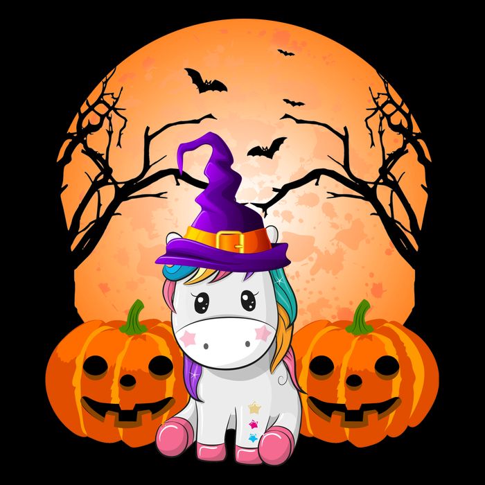 Cute Unicorn Witch Jack O Lantern Halloween Drawstring Bag