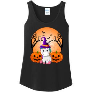 Cute Unicorn Witch Jack O Lantern Halloween Ladies Essential Tank