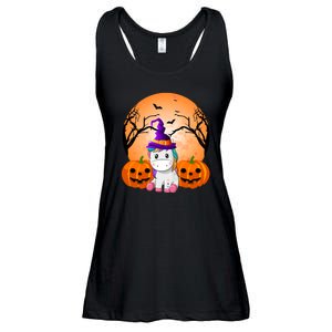 Cute Unicorn Witch Jack O Lantern Halloween Ladies Essential Flowy Tank