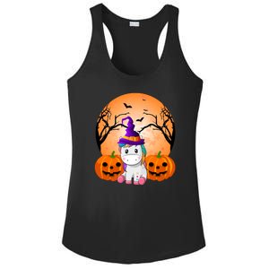 Cute Unicorn Witch Jack O Lantern Halloween Ladies PosiCharge Competitor Racerback Tank