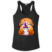 Cute Unicorn Witch Jack O Lantern Halloween Ladies PosiCharge Competitor Racerback Tank