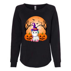 Cute Unicorn Witch Jack O Lantern Halloween Womens California Wash Sweatshirt