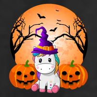 Cute Unicorn Witch Jack O Lantern Halloween Hat