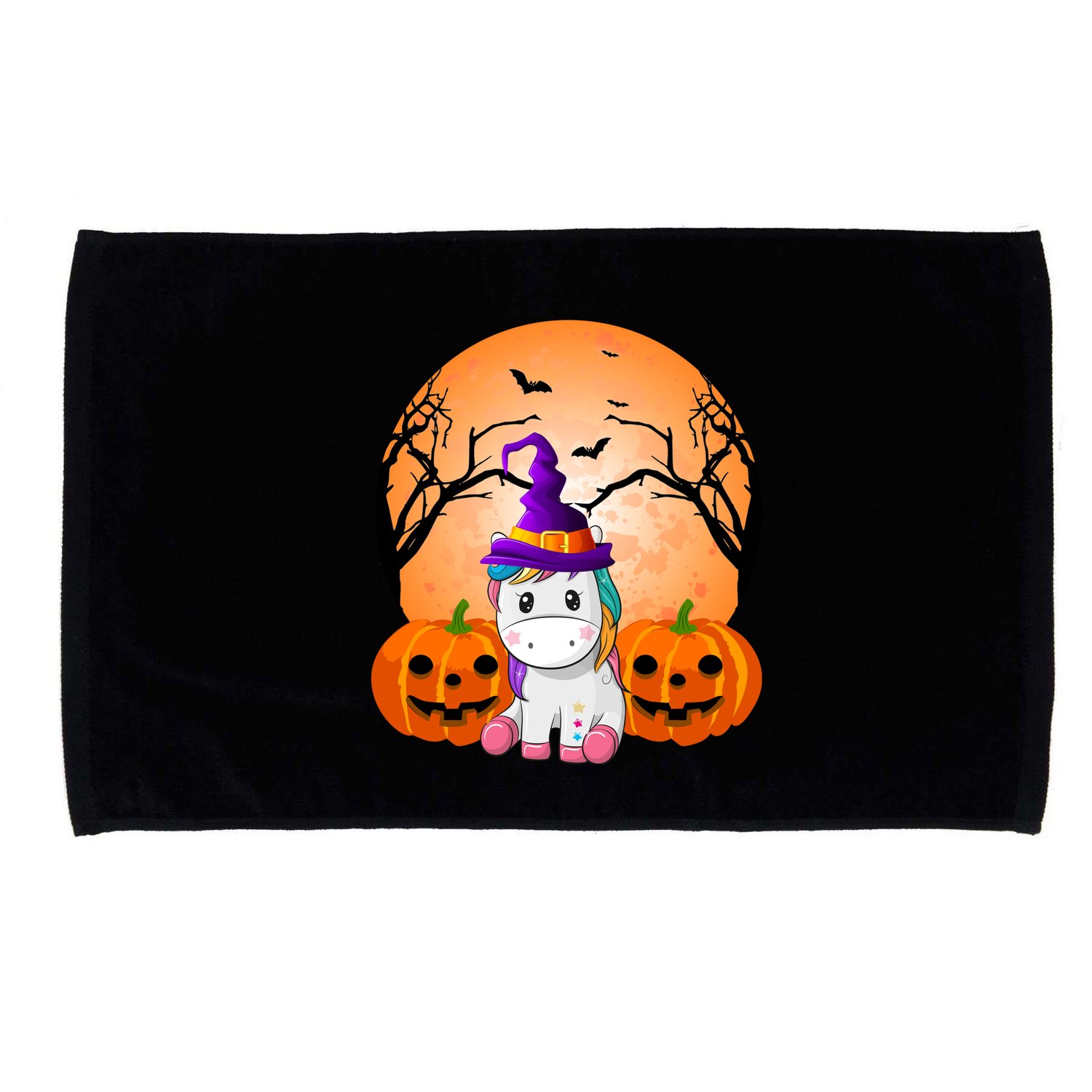 Cute Unicorn Witch Jack O Lantern Halloween Microfiber Hand Towel
