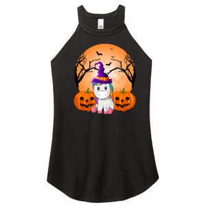 Cute Unicorn Witch Jack O Lantern Halloween Women's Perfect Tri Rocker Tank