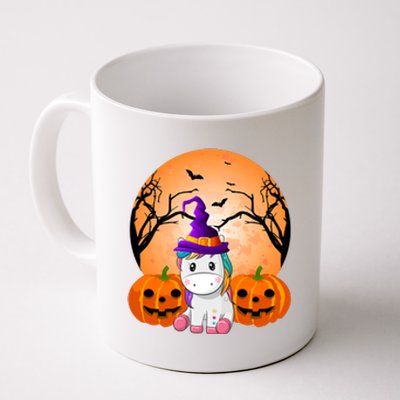 Cute Unicorn Witch Jack O Lantern Halloween Coffee Mug