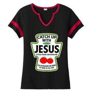 Catch Up With Jesus Ladies Halftime Notch Neck Tee