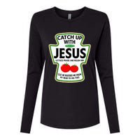 Catch Up With Jesus Womens Cotton Relaxed Long Sleeve T-Shirt