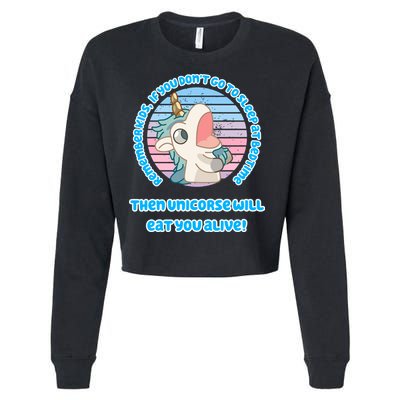 Cute Unicorse Will Eat You Alive Cropped Pullover Crew