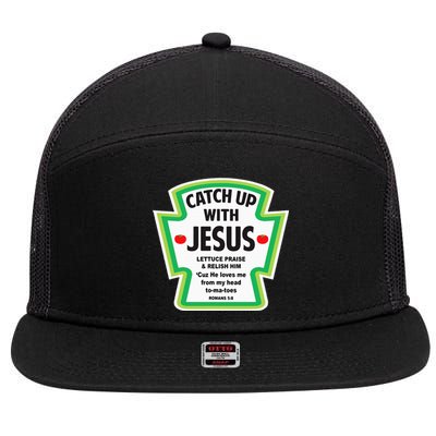 Catch Up With Jesus Funny Christian Faith 7 Panel Mesh Trucker Snapback Hat