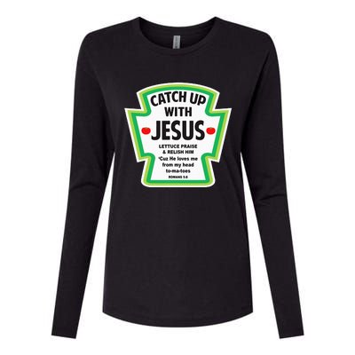 Catch Up With Jesus Funny Christian Faith Womens Cotton Relaxed Long Sleeve T-Shirt