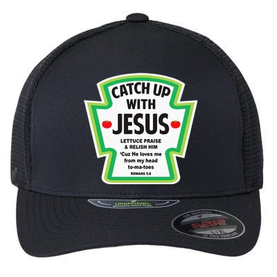 Catch Up With Jesus Funny Christian Faith Flexfit Unipanel Trucker Cap