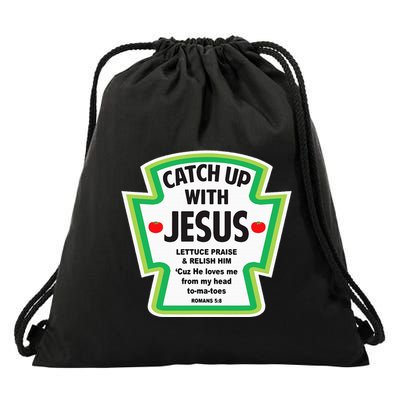 Catch Up With Jesus Funny Christian Faith Drawstring Bag