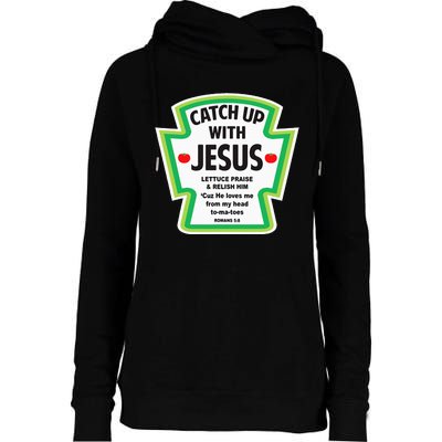 Catch Up With Jesus Funny Christian Faith Womens Funnel Neck Pullover Hood