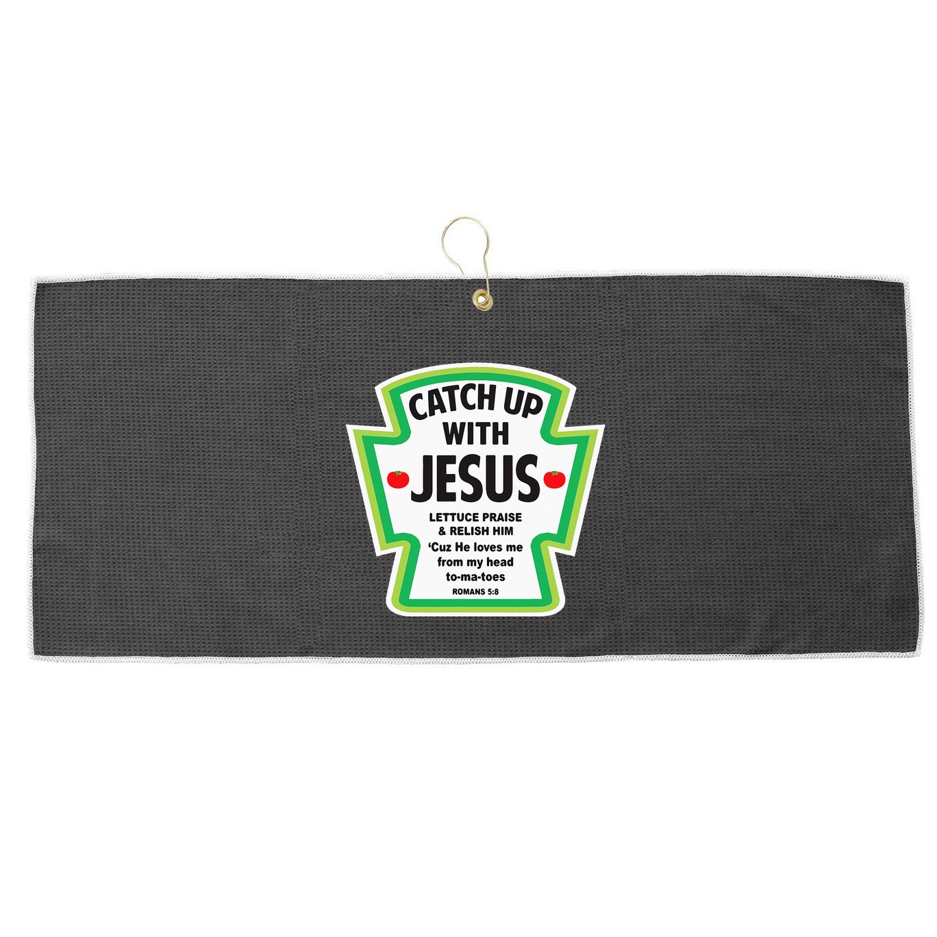 Catch Up With Jesus Funny Christian Faith Large Microfiber Waffle Golf Towel
